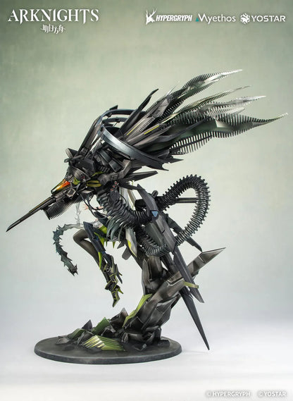 Arknights Kal'tsit Esperanta 1/7 Scale Figure with white-and-green outfit, mechanical display element, long hair, and detailed sci-fi base