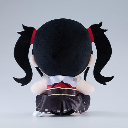 NEEDY GIRL OVERDOSE Ame-chan Punipuni plushie with black twin-tails, yellow hair clips, an embroidered purple eye, and a red and black outfit.