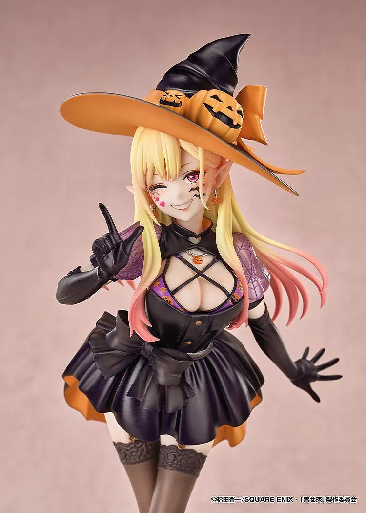 My Dress-Up Darling Marin Kitagawa Halloween Ver 1/7 scale figure featuring Marin in a witch-inspired Halloween outfit with pumpkin accents and themed display base