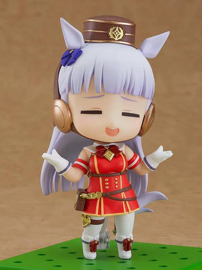 Umamusume Pretty Derby Nendoroid Gold Ship figure wearing her signature red and white outfit with horse ears, tail, and headgear