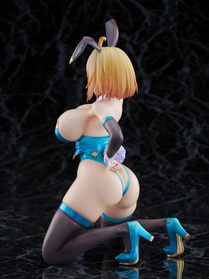 Illustration Sakura Sophia F. Shirring Blue Bunny Ver. 1/6 Scale Figure featuring Sakura Sophia in a blue bunny outfit with blonde hair, bunny ears, card details, and casino-inspired display background.