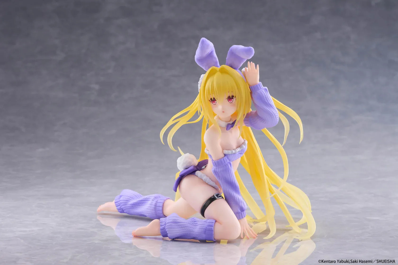 To Love-Ru Darkness MOFLOCK Golden Darkness Fluffy Bunny Ver Figure wearing a purple bunny outfit with long blonde hair