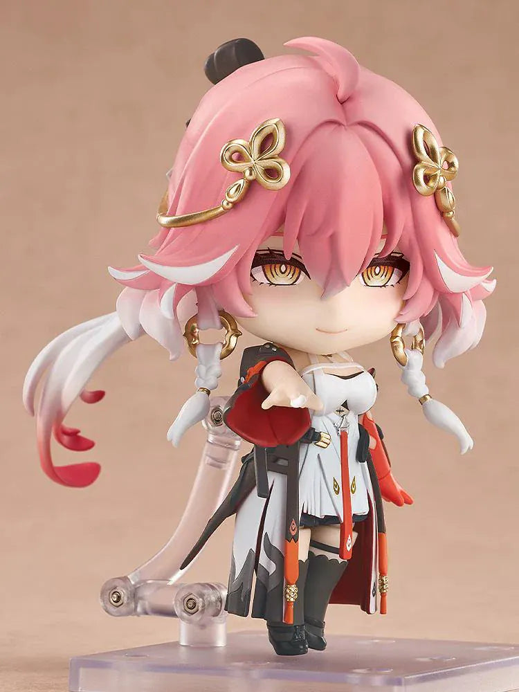 Wuthering Waves Nendoroid Changli chibi figure with pink hair and gold accessories