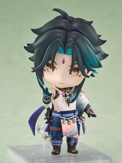 Genshin Impact Nendoroid Xiao chibi figure with teal hair holding polearm weapon