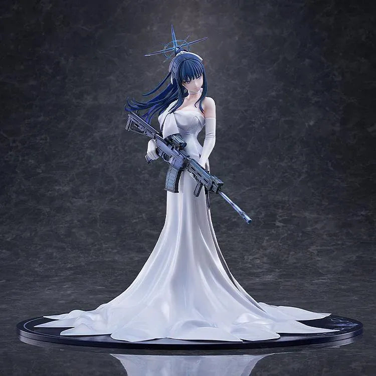 Blue Archive Saori Dress 1/7 scale figure featuring Saori in a flowing white evening gown holding her signature rifle