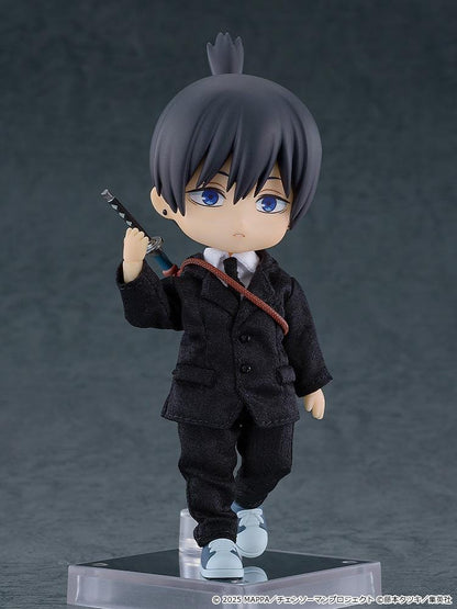 Chainsaw Man The Movie Reze Arc Nendoroid Doll Aki Hayakawa wearing a black suit and holding a sword with sheath