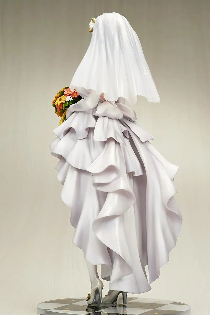 Atelier Ryza 3 Ryza Wedding Style 1/7 scale figure wearing a white bridal dress and veil while holding a colorful flower bouquet
