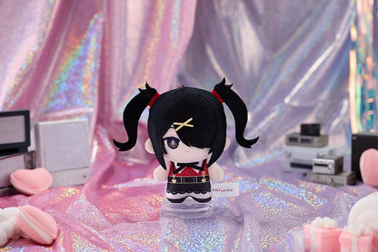 NEEDY GIRL OVERDOSE Ame-chan Punipico mascot plushie with black twin-tails, yellow hair clips, a red and black outfit, and a red ball chain.