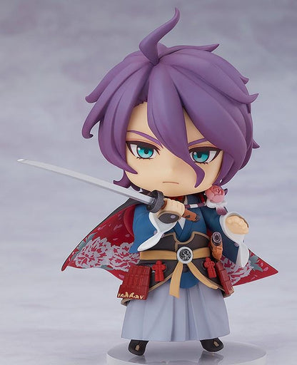 Touken Ranbu ONLINE Nendoroid Kasen Kanesada Figure Rerelease with purple hair, layered robes, patterned cape, and sword accessories