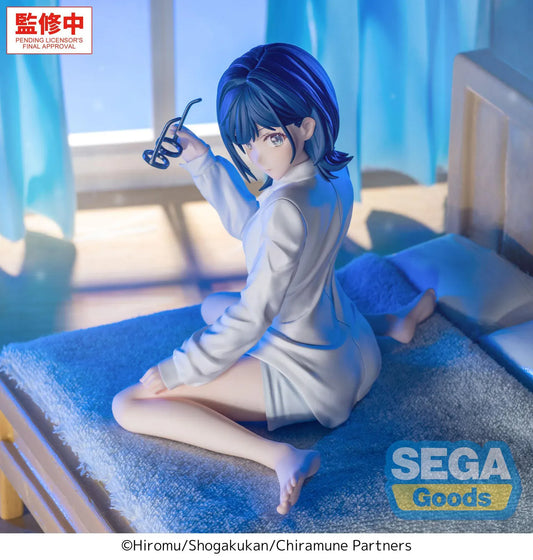 Chitose Is in the Ramune Bottle Yumemirize Yuzuki Nanase Figure seated in a white outfit holding glasses