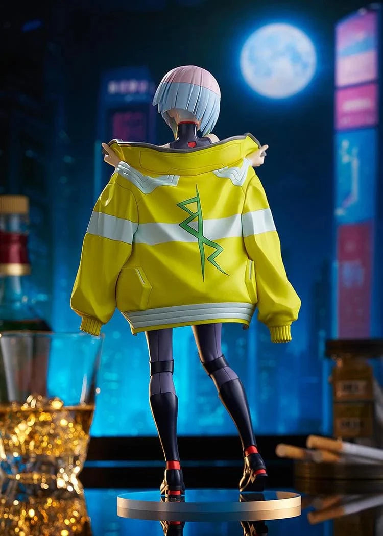 Cyberpunk: Edgerunners Pop Up Parade Lucy figure in bodysuit with yellow jacket and pastel hair
