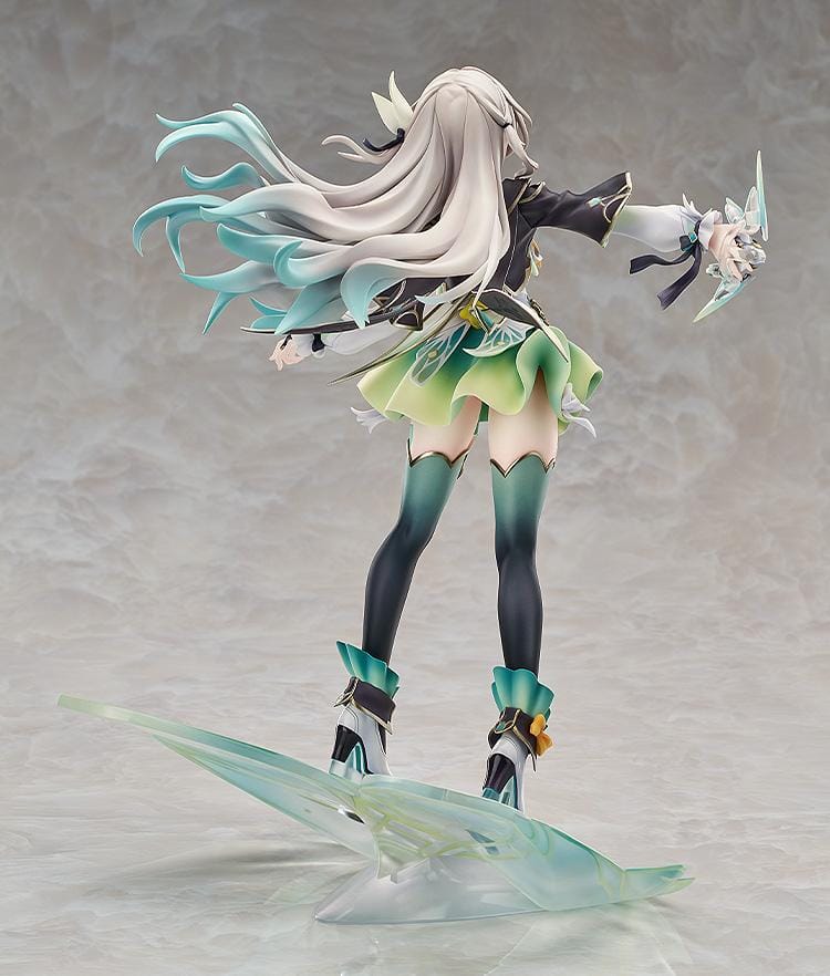Honkai: Star Rail Firefly 1/7 scale figure in dynamic pose with green gradient outfit and translucent wing-like base