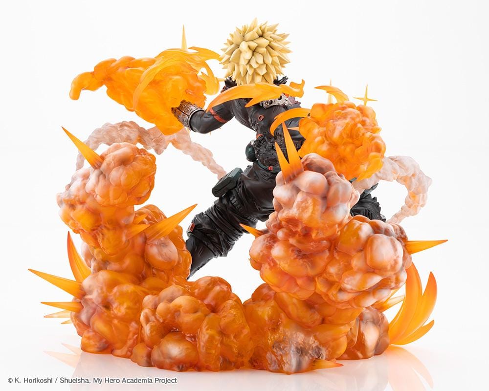 My Hero Academia ArtFX J Katsuki Bakugo Final Season Ver. 1/8 Scale Figure with explosive orange battle effects and hero costume
