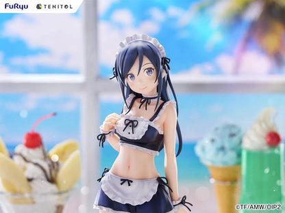 Oreimo Tenitol Tall Ayase Aragaki Swimsuit Maid Ver. Figure featuring Ayase in a navy and white maid swimsuit holding a relaxed pose surrounded by desserts