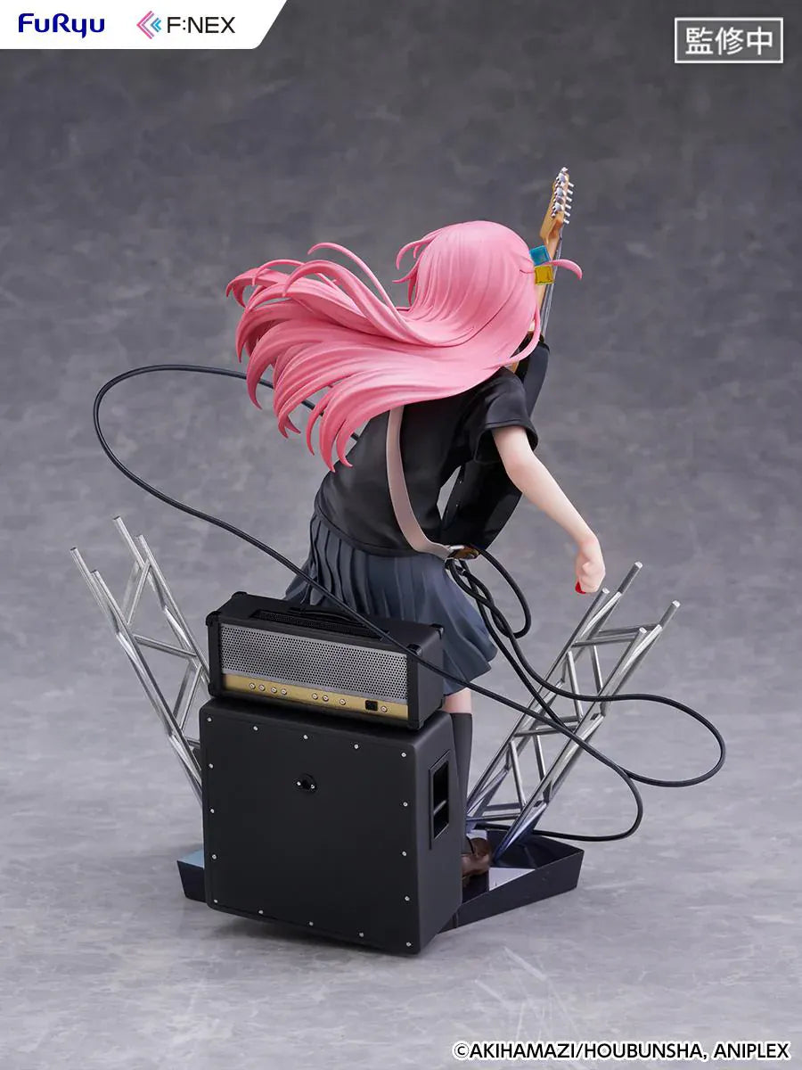 Bocchi the Rock F:Nex Hitori Gotoh Live Ver. 1/7 Scale Figure with pink hair, guitar, stage speakers, amplifier, and concert display base