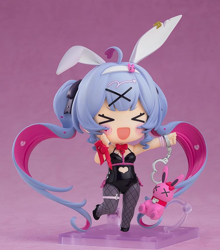 Hatsune Miku Nendoroid Rabbit Hole Ver figure rerelease featuring Miku with bunny ears, blue twin tails, black and pink outfit, and bunny accessory