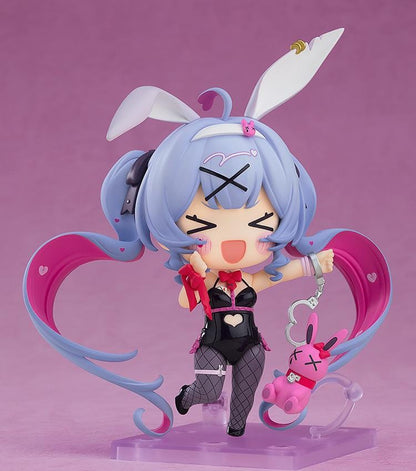 Hatsune Miku Nendoroid Rabbit Hole Ver figure rerelease featuring Miku with bunny ears, blue twin tails, black and pink outfit, and bunny accessory