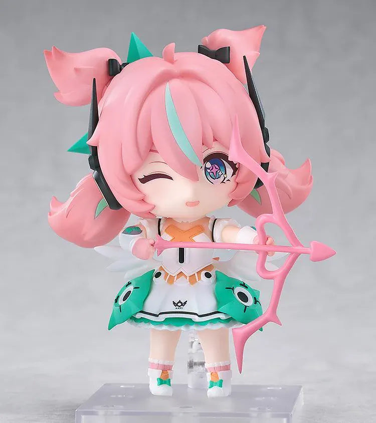 Zenless Zone Zero Nendoroid Aria figure with pink twin tails, a futuristic headset, and a white-and-teal idol outfit.