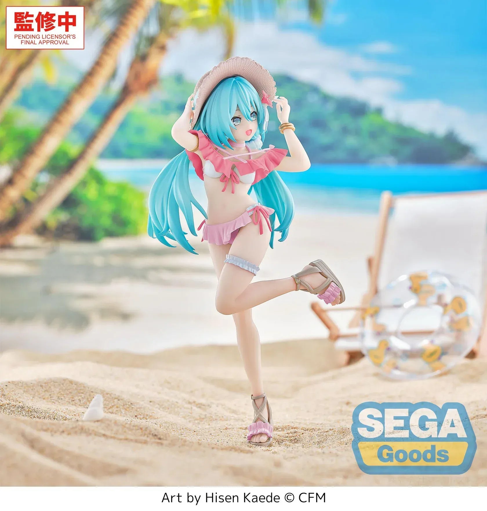 Hatsune Miku Tropical version Luminasta figure wearing summer outfit with sun hat and twin tails