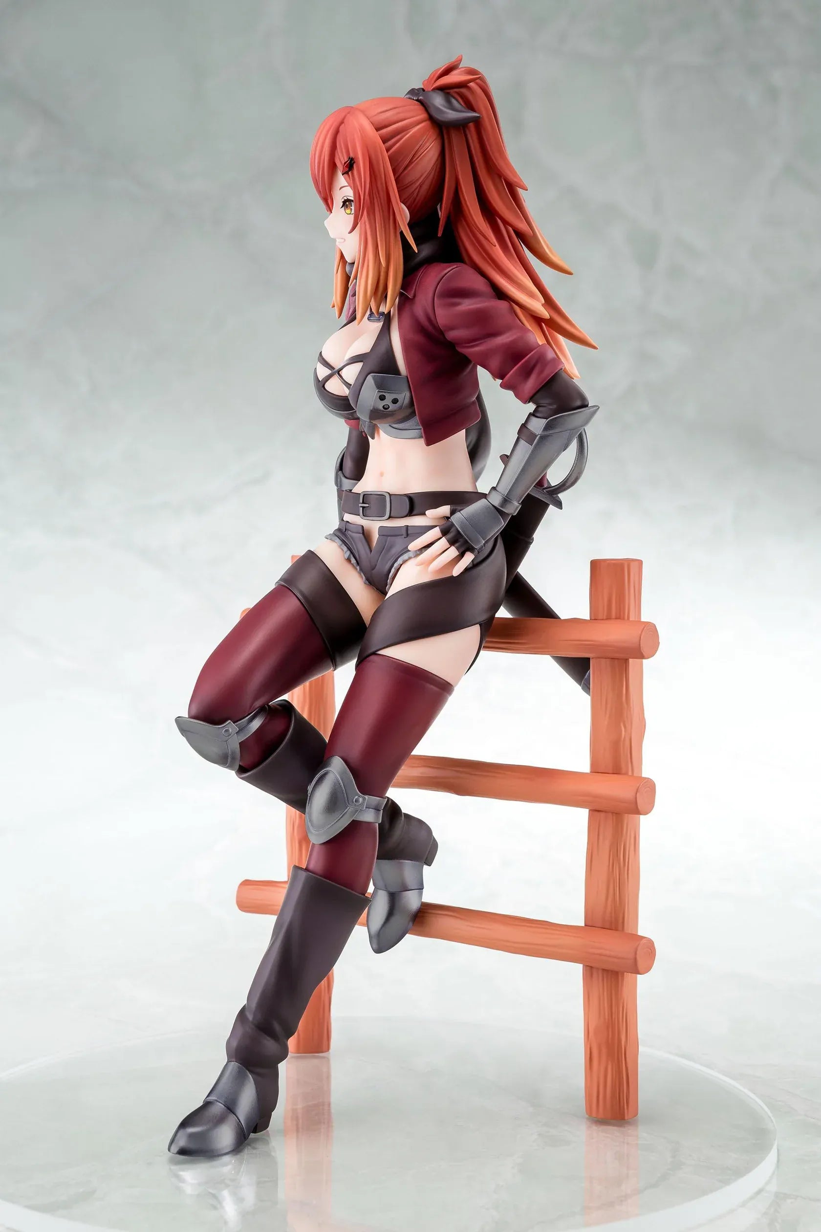 From Old Country Bumpkin to Master Swordsman Surena Lysandra 1/6 scale figure sitting on a wooden fence with detailed fantasy armor