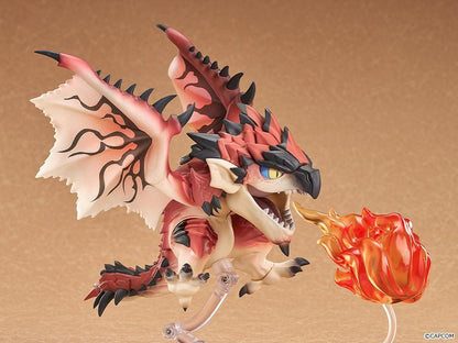 Monster Hunter Series Nendoroid Rathalos Figure featuring red scales, large patterned wings, black spikes, and an open-mouth pose