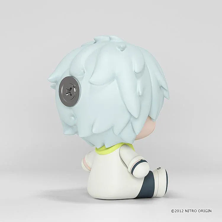 DRAMAtical Murder Huggy Good Smile Clear figure with pale hair, pink star-filled eyes, a white outfit, and a yellow scarf in a seated pose.