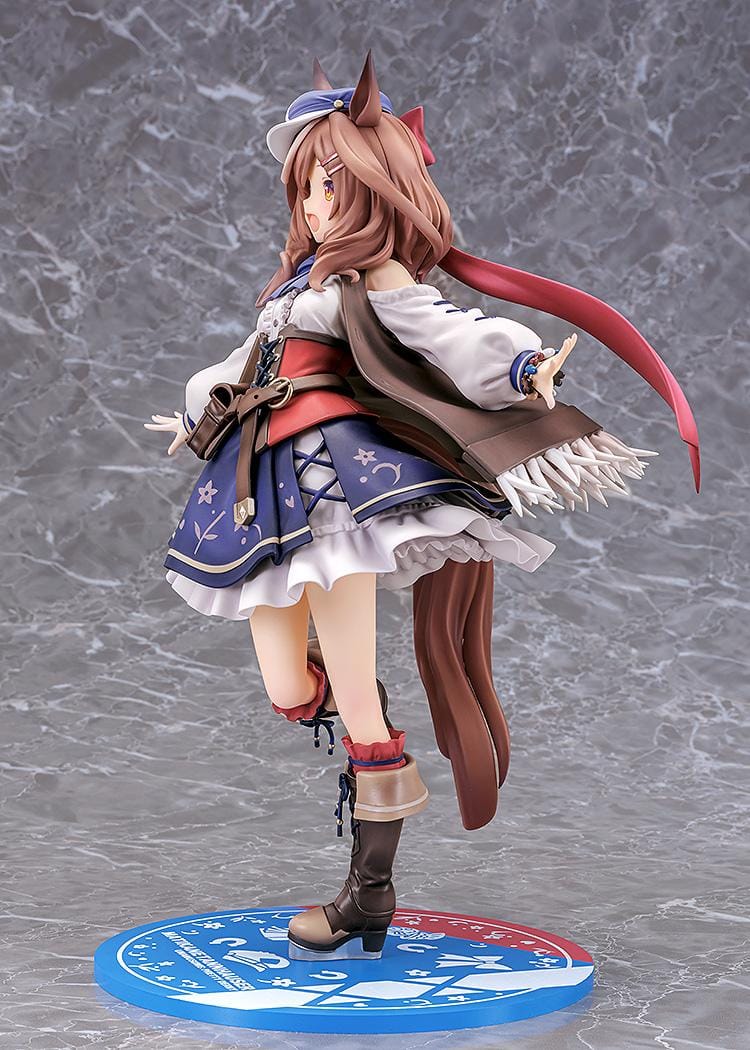 Umamusume Pretty Derby Matikanetannhauser 1/7 scale rerelease figure in a blue-and-red outfit with a flowing cape and themed display base.