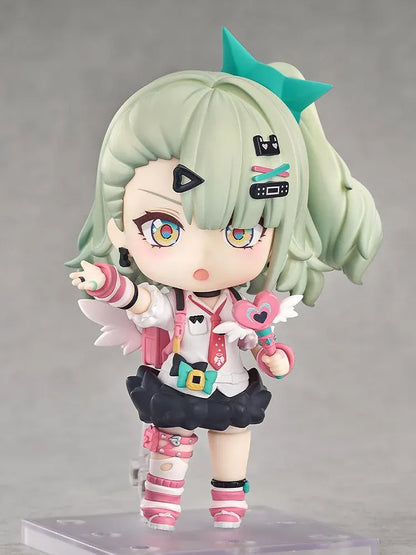 Zenless Zone Zero Nendoroid Sunna figure featuring mint-green hair, colorful accessories, and her signature launcher in an adorable chibi design