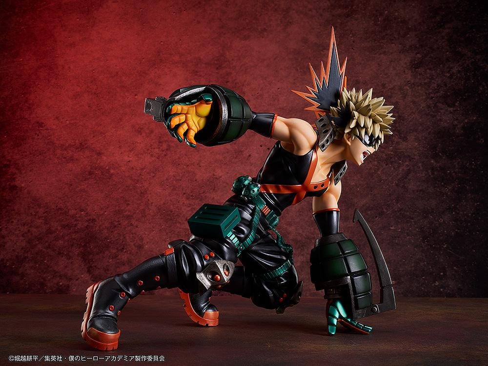 My Hero Academia Katsuki Bakugo (Metallic Ver.) 1/4 Scale Figure featuring Bakugo in an action pose with metallic armor, grenade gauntlets, and dynamic expression.