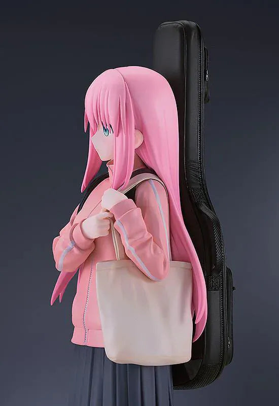 Bocchi the Rock Hitori Gotoh 1/7 scale figure rerelease featuring pink jacket, pleated skirt, and guitar case backpack