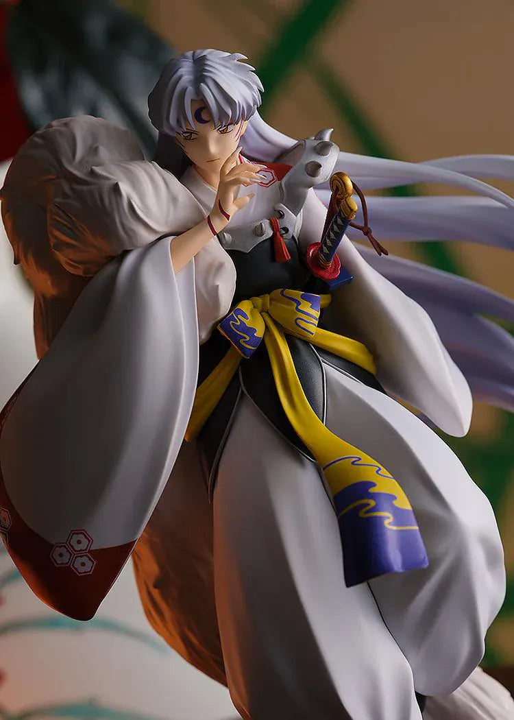 InuYasha POP UP PARADE Sesshomaru rerun figure with flowing silver hair, white kimono, and sword accessory