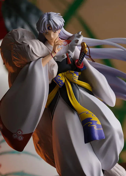 InuYasha POP UP PARADE Sesshomaru rerun figure with flowing silver hair, white kimono, and sword accessory