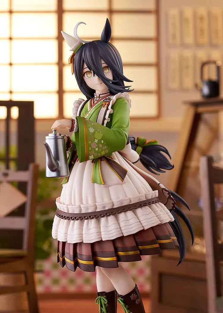 Uma Musume Pretty Derby Manhattan Cafe Willow-Green Evening 1/7 scale figure holding coffee pot with wooden base