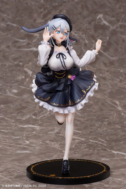 Aogiri High School Yamaguro Nekuro Casual Outfit Ver. 1/7 scale figure featuring a black-and-white dress, silver hair, bunny-inspired beret, and elegant display base