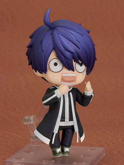 Nendoroid figure of Shiki Ichinose from Tougen Anki with indigo hair, crossed arms, and a long black coat.