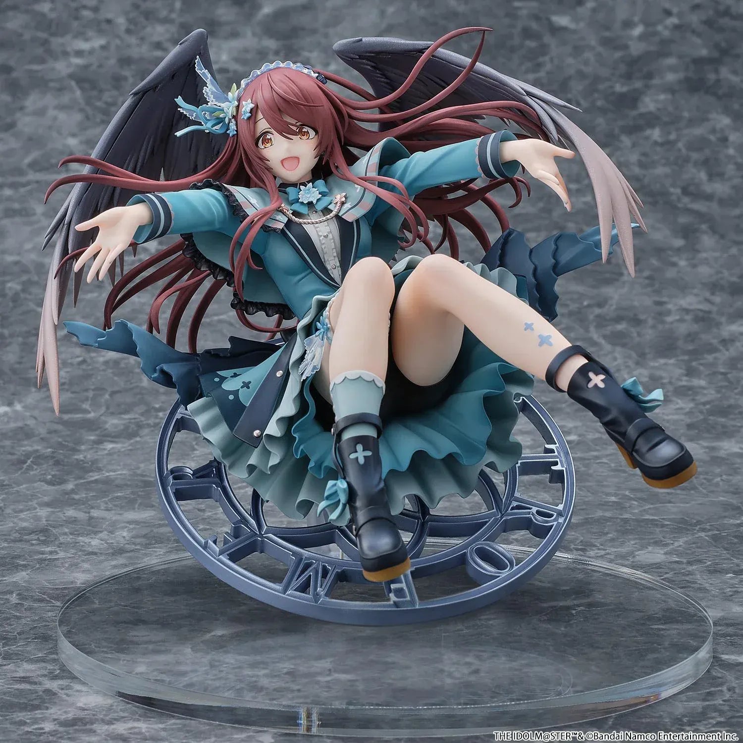 Idolmaster Shiny Colors Tenka Osaki Galdienne Amethyst Ver 1/6 Scale Figure with wings and clock base in dynamic pose
