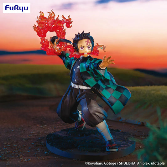 Demon Slayer Kimetsu no Yaiba Tanjiro Kamado Exceed Creative Figure rerelease featuring Tanjiro in a dynamic pose with translucent flame effects