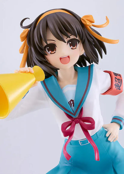 POP UP PARADE Haruhi Suzumiya L Size anime figure holding megaphone in North High school uniform by Good Smile Company