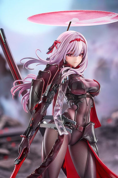 Goddess of Victory: Nikke Scarlet Black Shadow Ver 1/7 scale figure in black and red combat suit holding long blade on rocky base