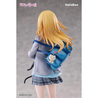 Your Lie in April Kaori Miyazono 1/6 scale figure with bonus featuring Kaori in her school uniform holding a black cat with a cherry blossom backdrop
