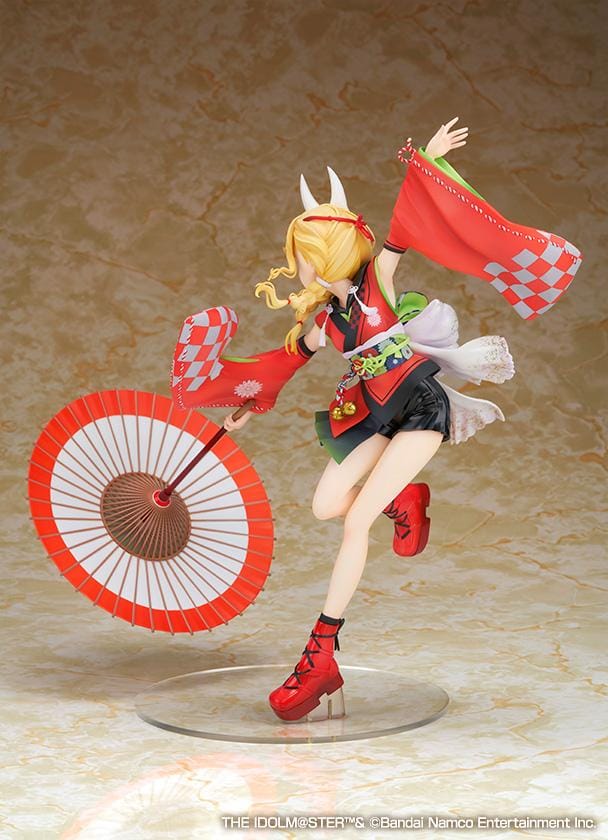 Gakuen iDOLM@STER Kotone Fujita Kamurogiku Ver. 1/7 scale figure wearing a red traditional outfit with a fox mask and wagasa umbrella.