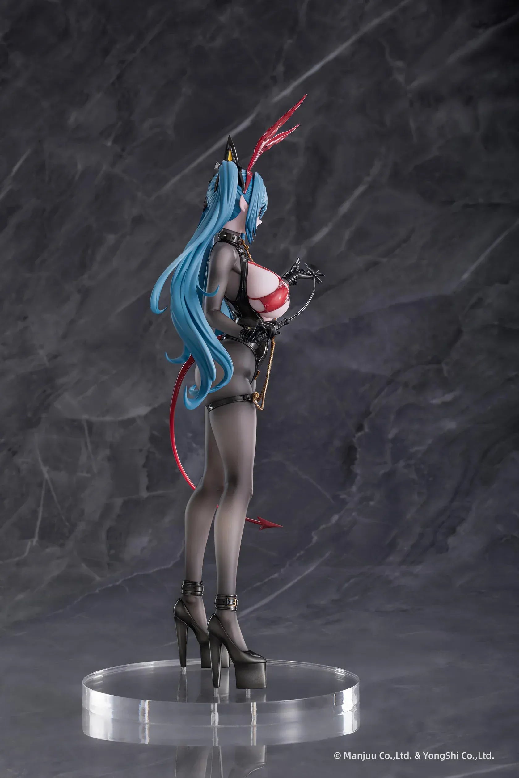 Azur Lane Regensburg The Dark Dragon’s Dungeon 1/6 scale figure with black bodysuit, red accents, and flowing teal twin-tails