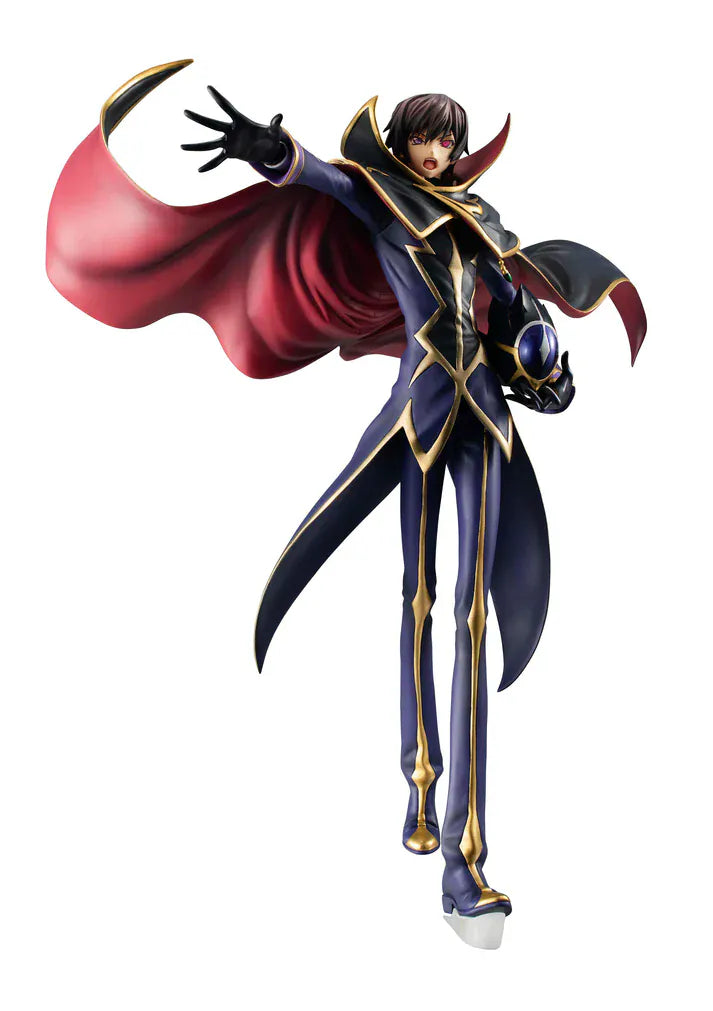 Code Geass Lelouch the Re;surrection Precious G.E.M. Series Zero 20th Anniversary Reissue featuring Zero in his iconic masked outfit with flowing cape and gold-trimmed details.