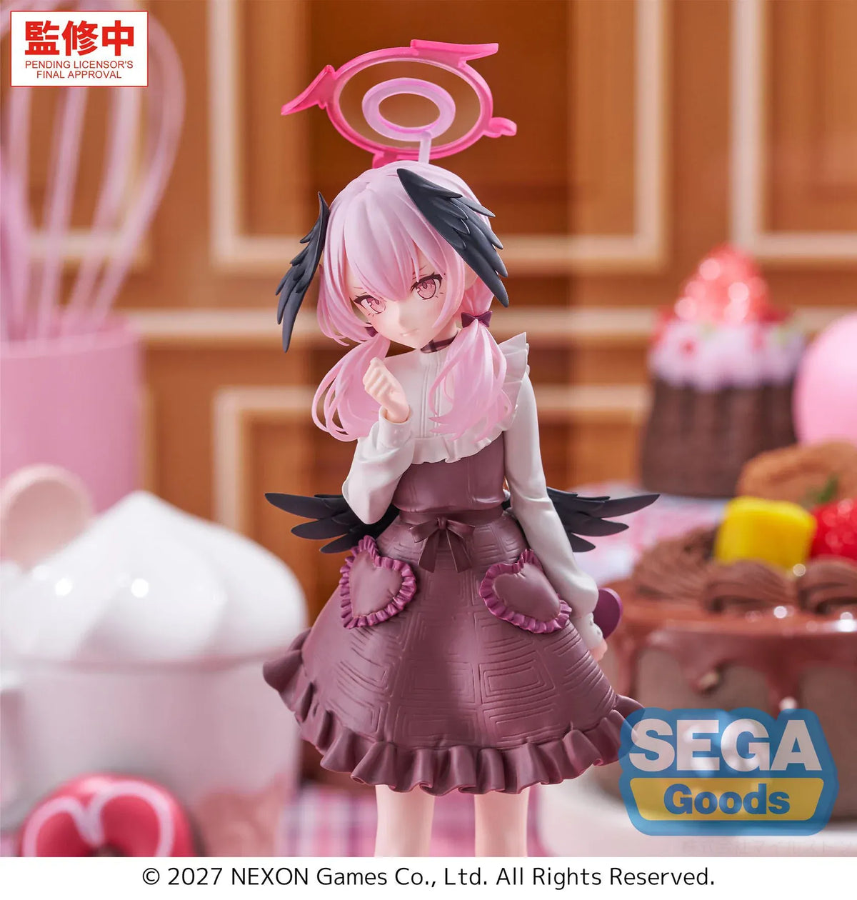 Blue Archive XStellar Koharu Happy Valentine figure wearing a chocolate-colored dress on a red heart-shaped base