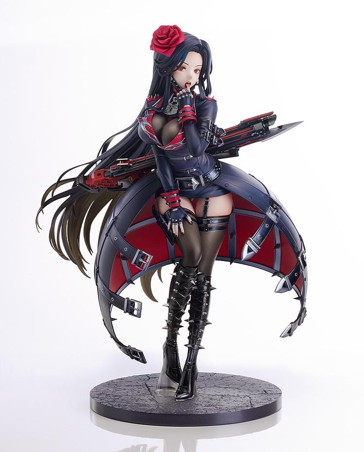 Goddess of Victory: NIKKE Maiden 1/7 Scale Figure in black and red outfit with rose accessory and weapon wings