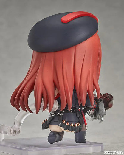 GODDESS OF VICTORY NIKKE Nendoroid Rapi Red Hood Figure with red hair, black-and-red tactical outfit, cap, and large weapon accessory