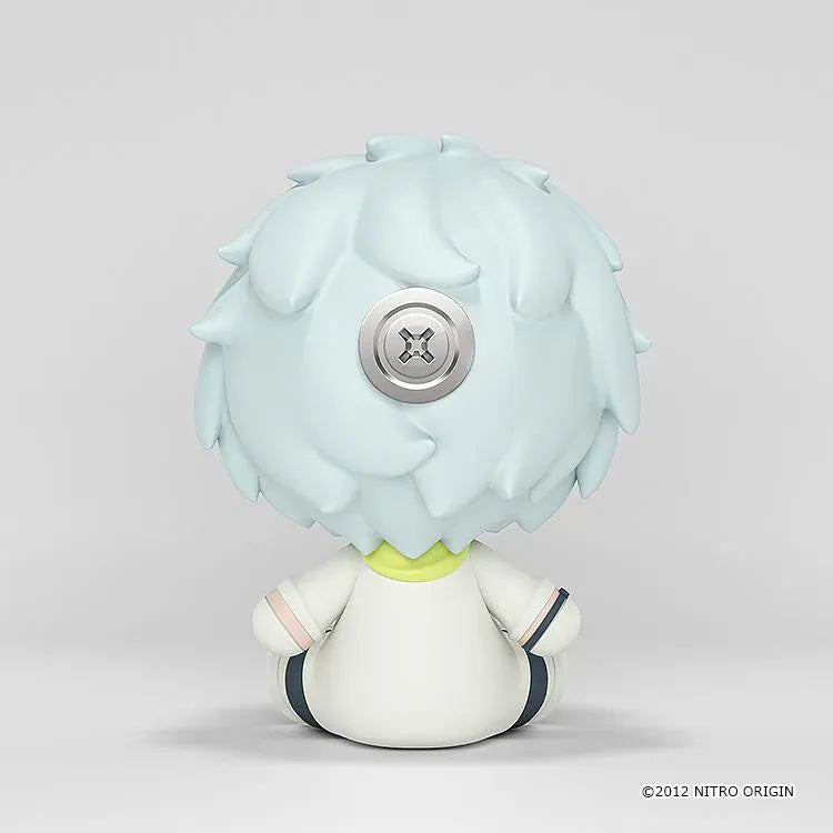 DRAMAtical Murder Huggy Good Smile Clear figure with pale hair, pink star-filled eyes, a white outfit, and a yellow scarf in a seated pose.