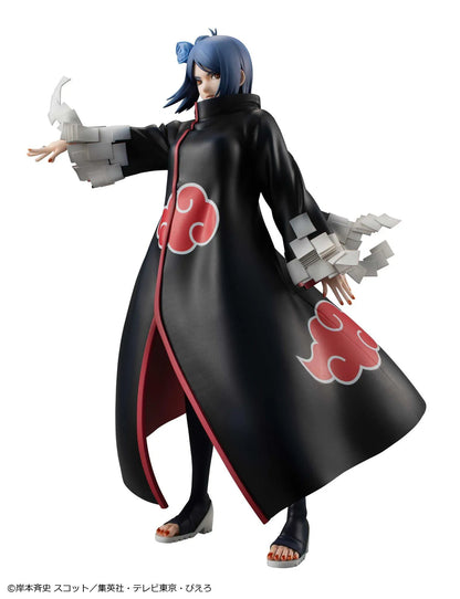 Naruto Shippuden Gals Series Konan figure wearing an Akatsuki cloak with paper ninjutsu effects