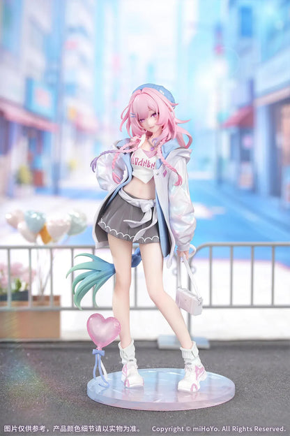 Honkai Star Rail Gift+ Cyrene Wonderful Holiday Ver. 1/8 Scale Figure featuring Cyrene with pink hair, pastel outfit, jacket, handbag, heart accent, and display base.