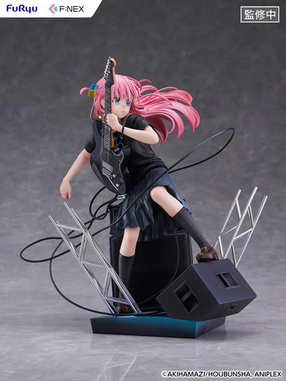 Bocchi the Rock F:Nex Hitori Gotoh Live Ver. 1/7 Scale Figure with pink hair, guitar, stage speakers, amplifier, and concert display base